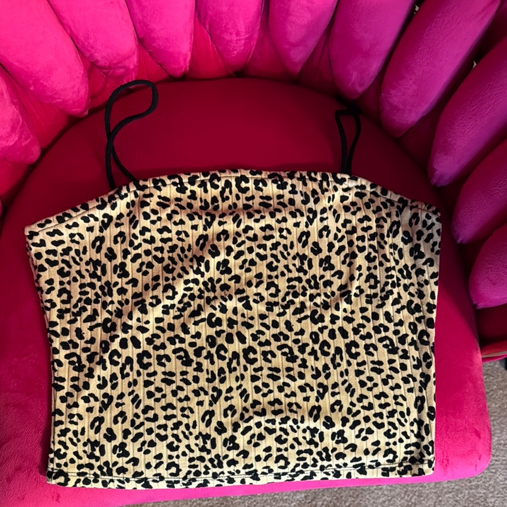 Tan and Black Leopard Print Crop Camisole